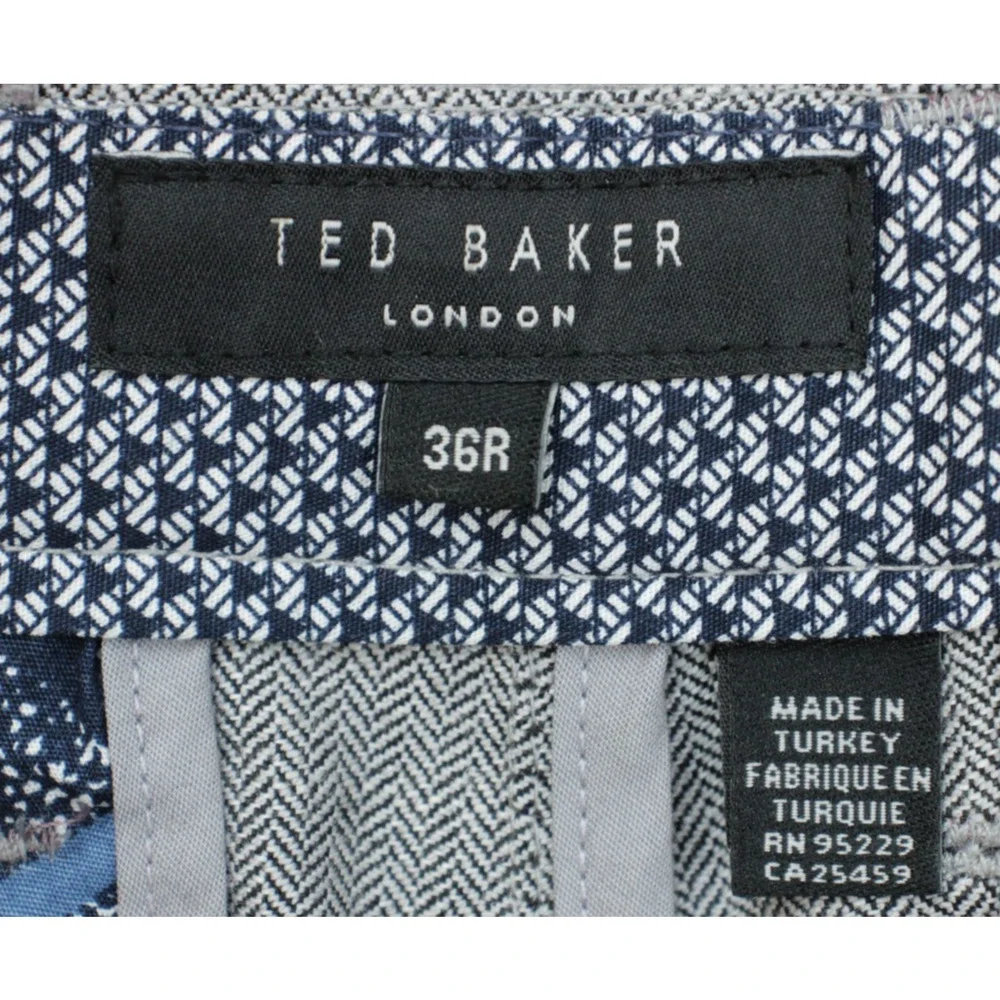 Ted Baker Pants Mens 36R Gray Stretch Flat Front Straight Dress
